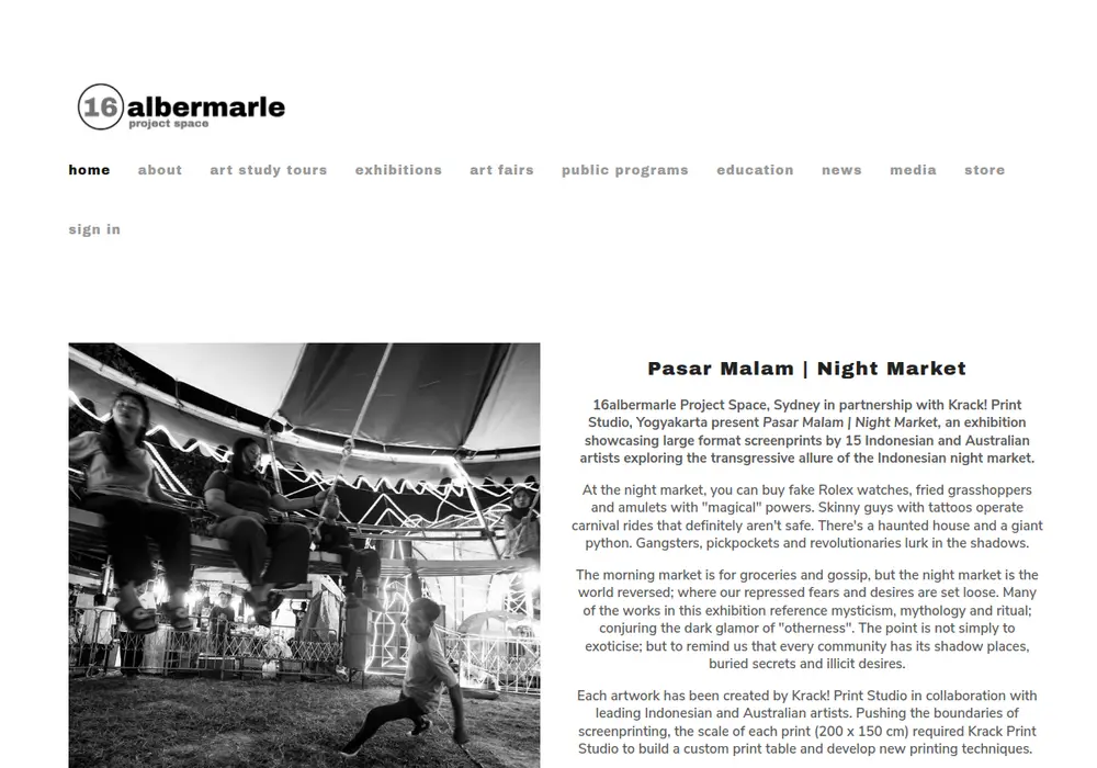 Homepage of 16albermarle Project Space