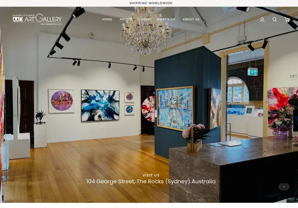 Homepage of AAD Art Gallery - Australian Art & Design