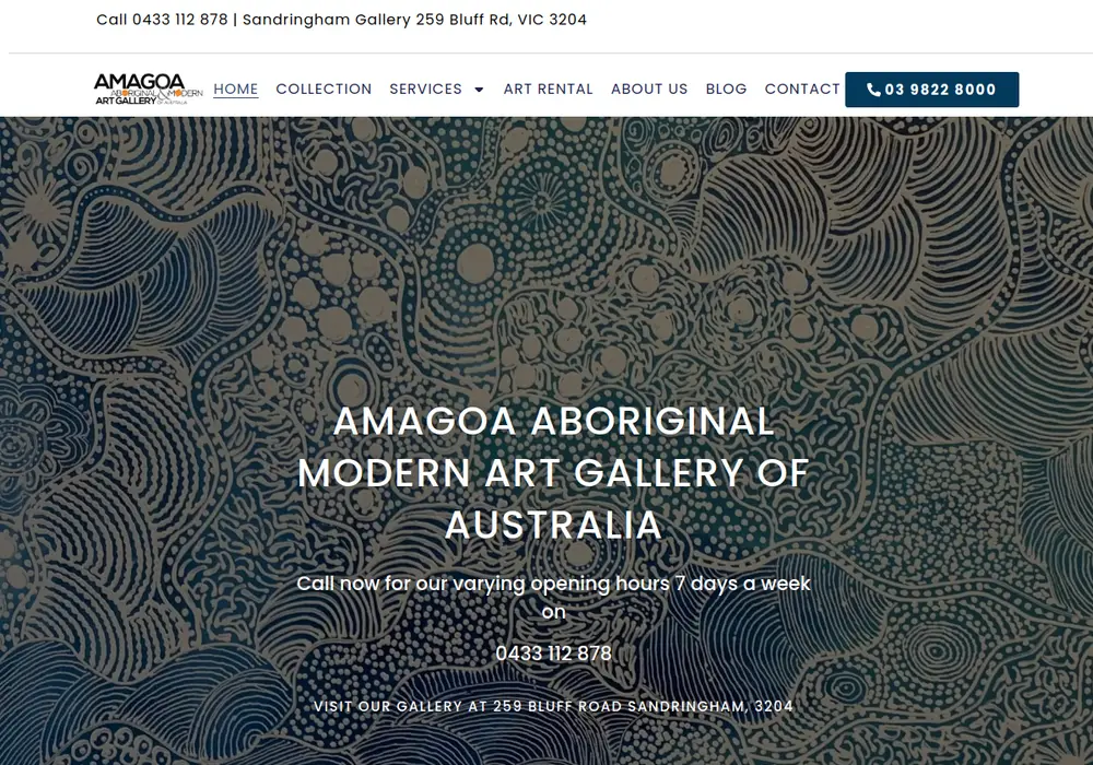 Homepage of Amagoa - Aboriginal & Modern Art Gallery of Australia