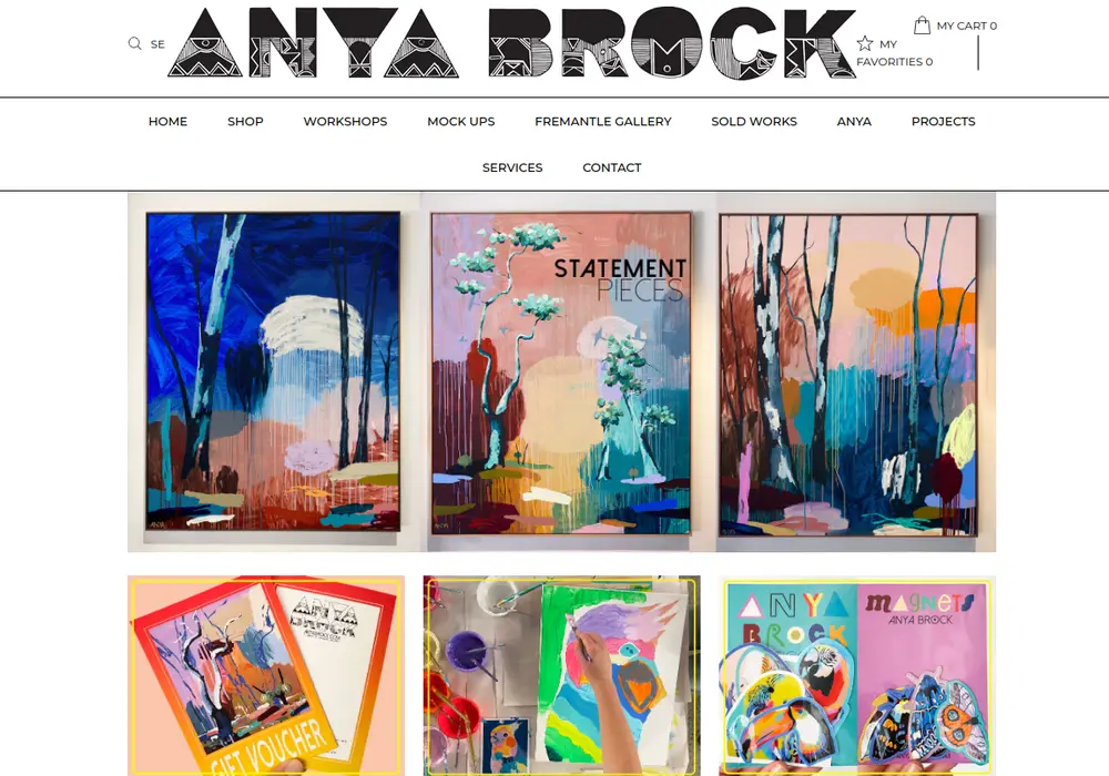 Homepage of Anya Brock Gallery