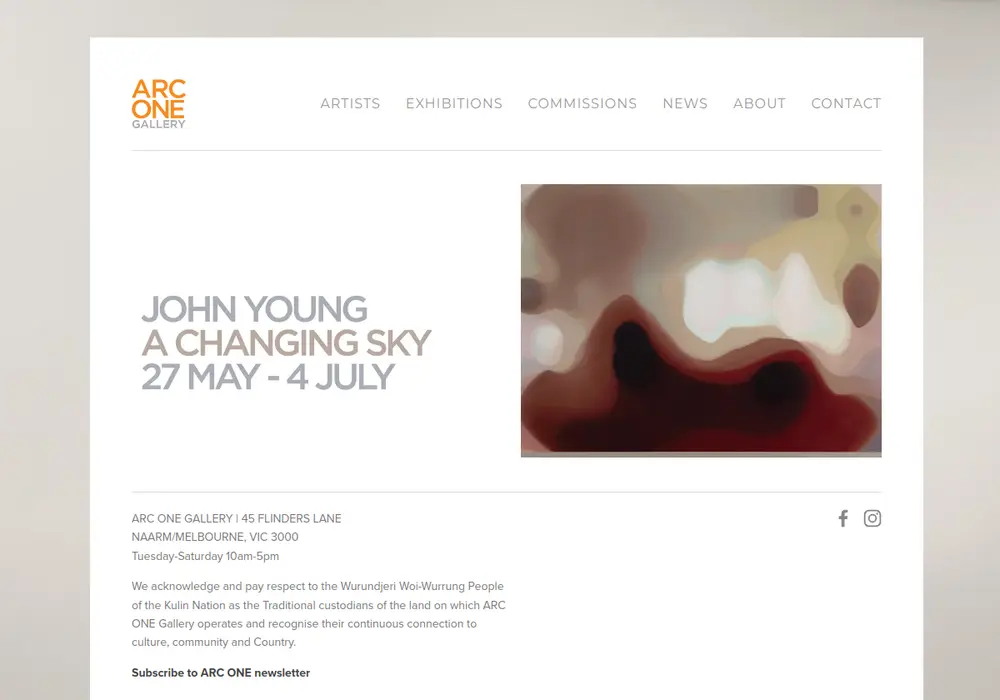 Homepage of Arc One Gallery
