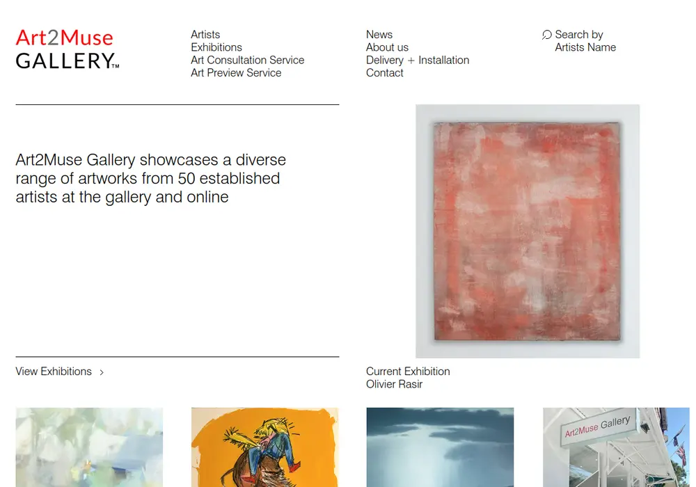 Homepage of Art2Muse Gallery