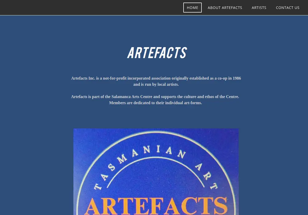 Homepage of Artefacts