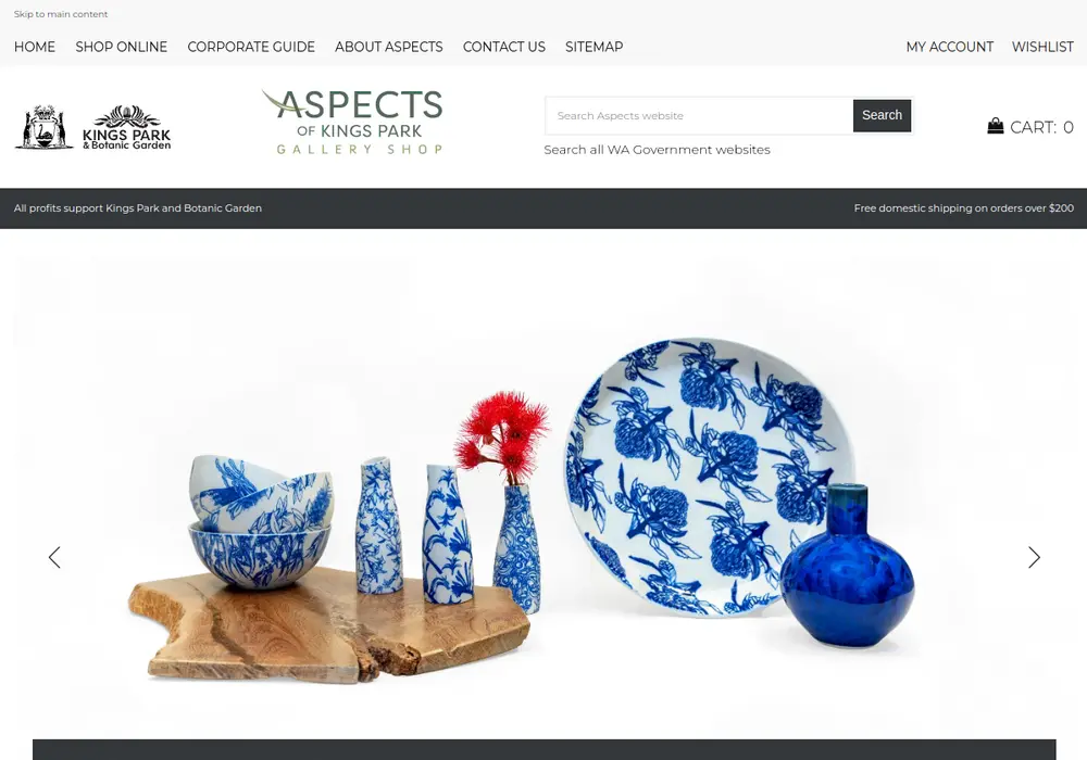 Homepage of Aspects of Kings Park Gallery Shop