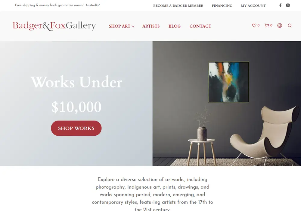 Homepage of Badger and Fox Gallery