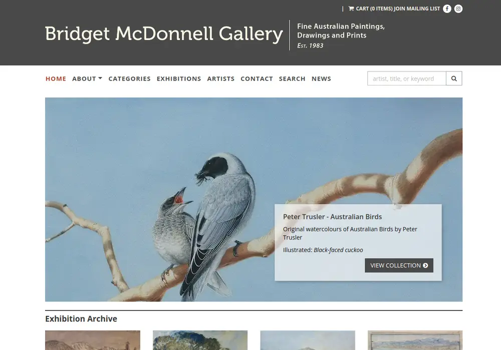 Homepage of Bridget McDonnell Gallery