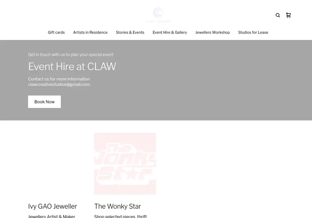 Homepage of CLAW Creative