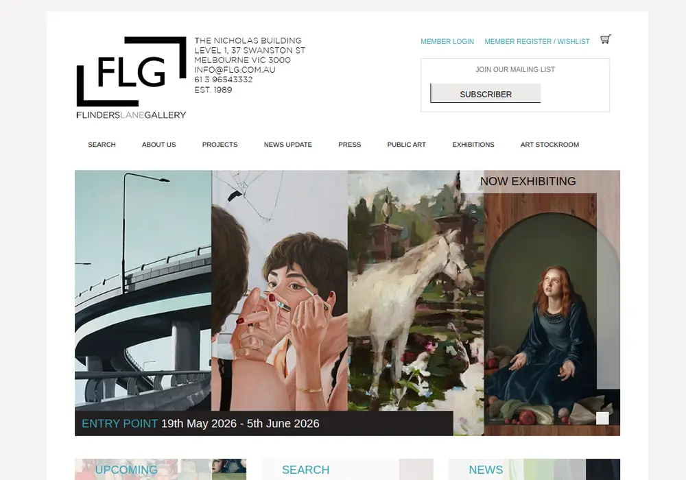 Homepage of Flinders Lane Gallery