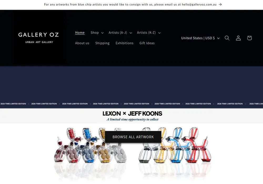 Homepage of Gallery OZ