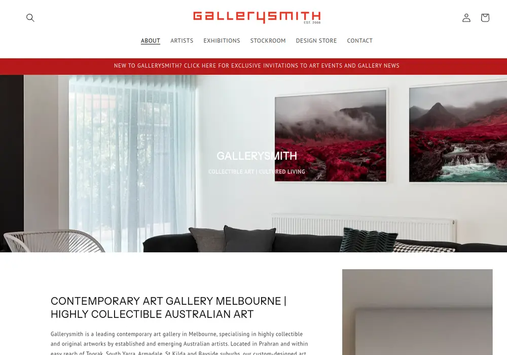 Homepage of Gallerysmith