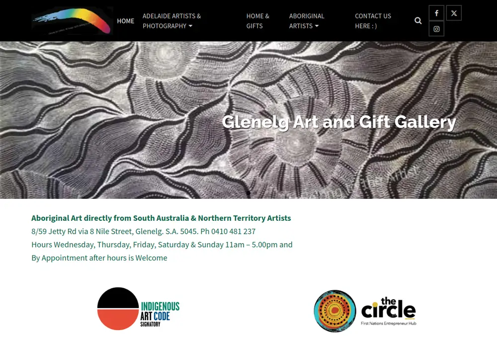 Homepage of Glenelg Art Gallery