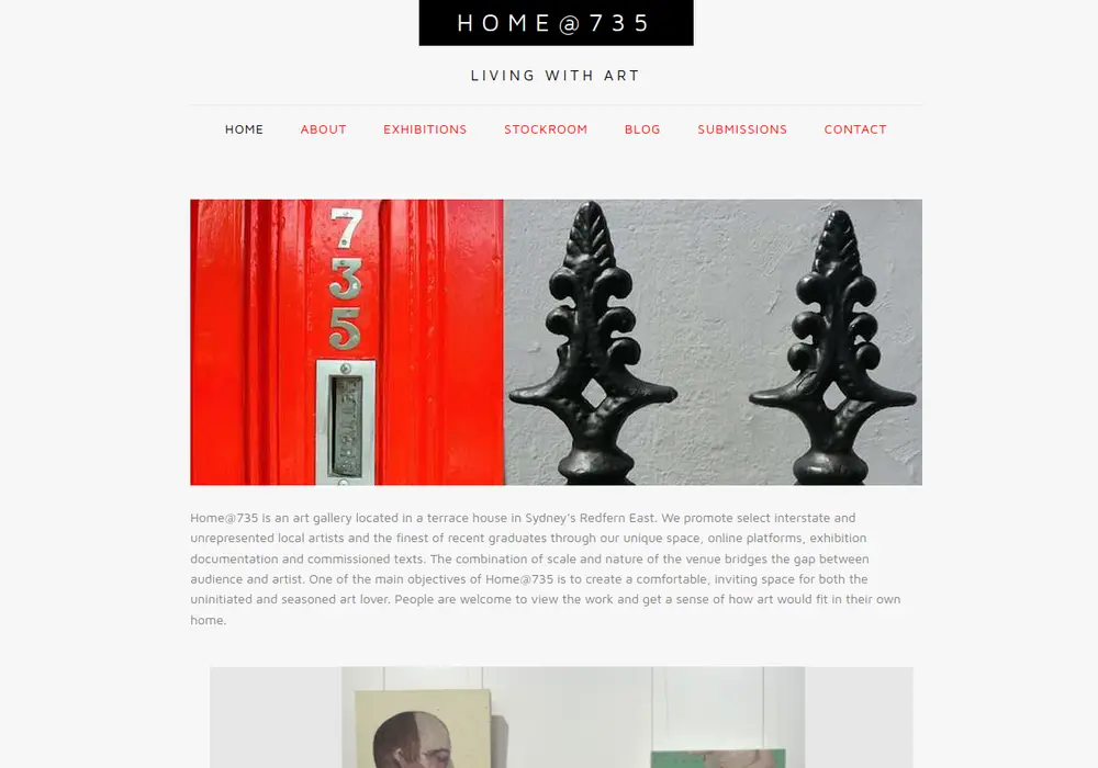 Homepage of Home@735 Art Gallery