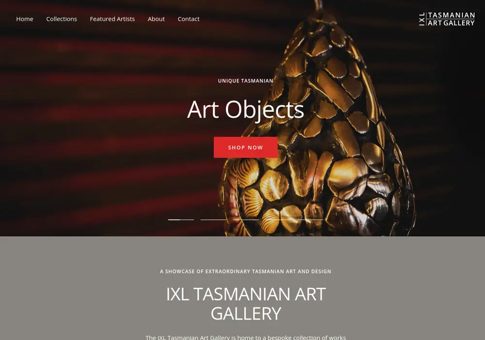 Homepage of IXL Tasmanian Art Gallery