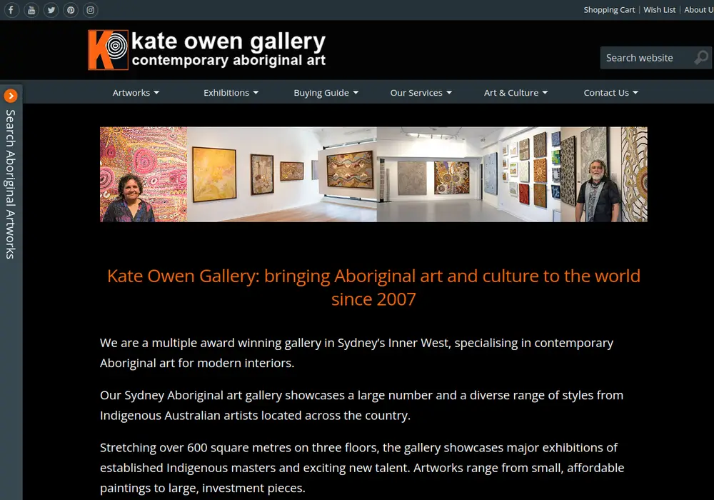 Homepage of Kate Owen Gallery