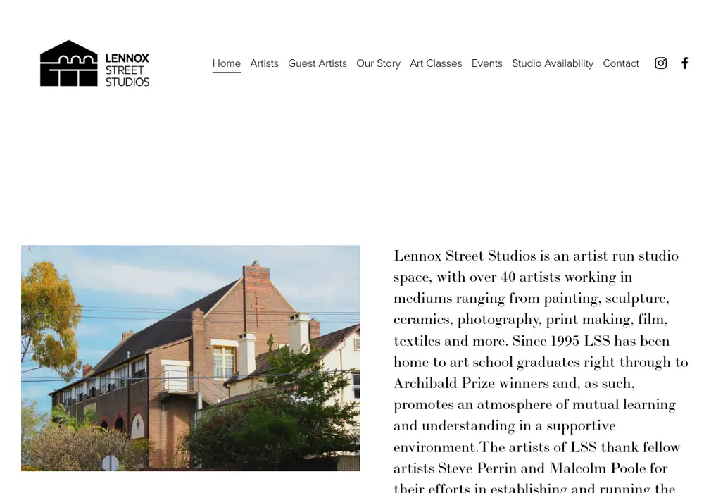 Homepage of Lennox Street Studios