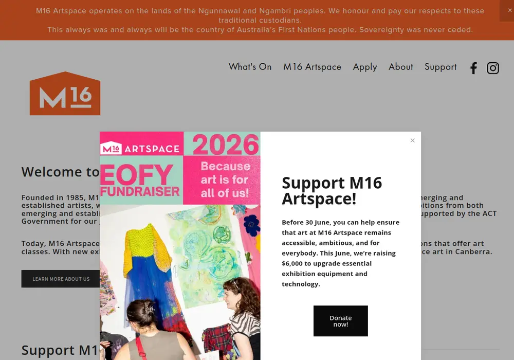 Homepage of M16 Artspace