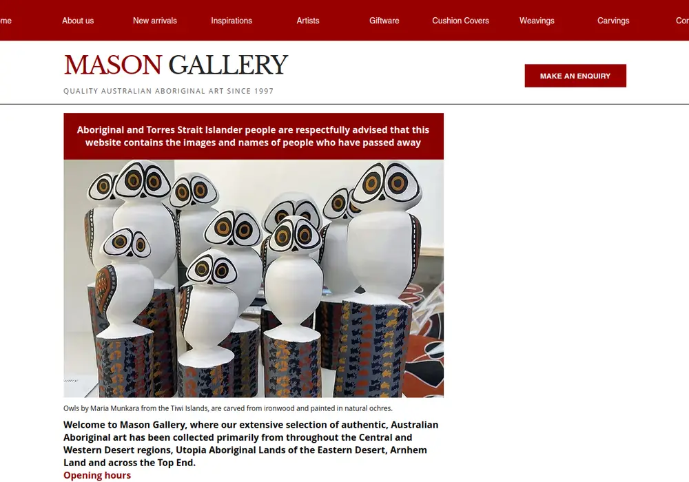 Homepage of Mason Gallery