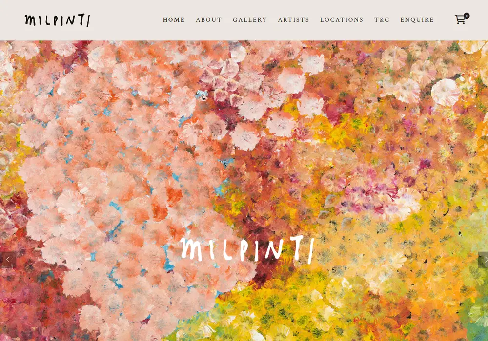 Homepage of Milpinti Indigenous Gallery