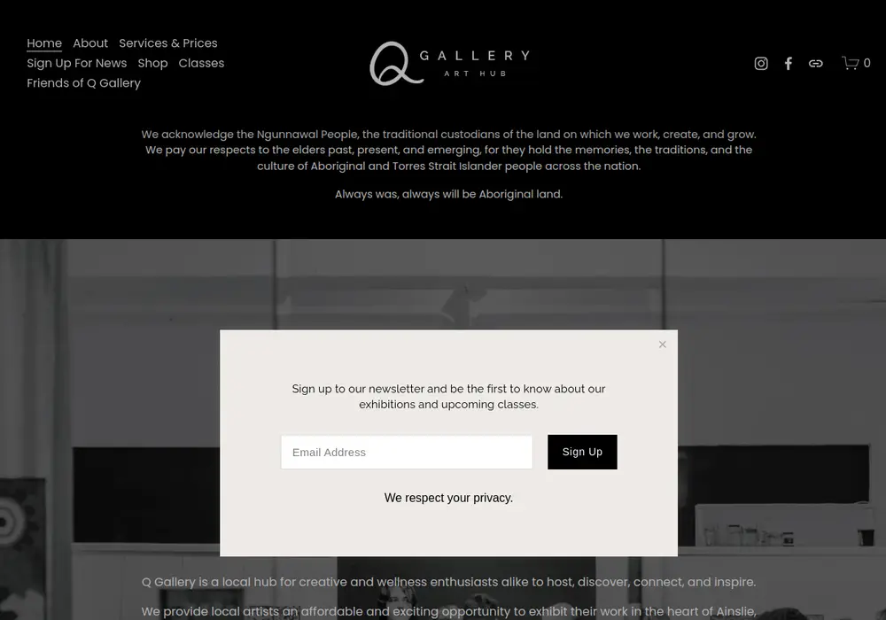 Homepage of Q Gallery
