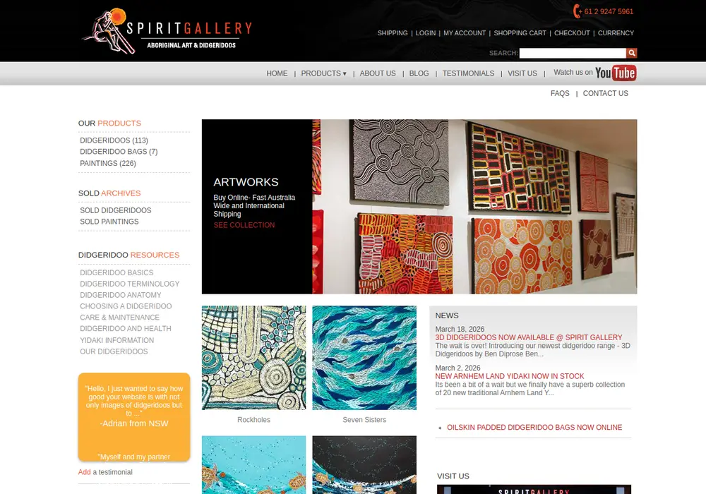 Homepage of Spirit Gallery