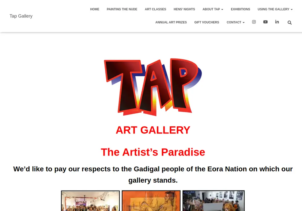 Homepage of TAP Art Gallery