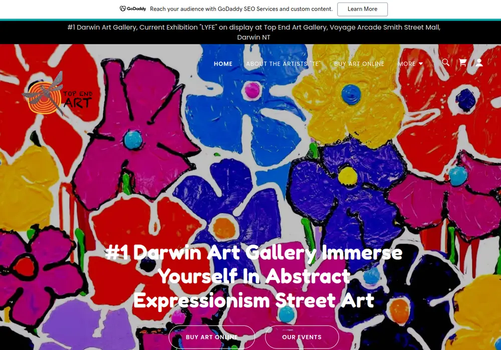 Homepage of TOP END ART GALLERY (ABSTRACT ART BY ARTIST TE) Canvases | Crocodiles | Boomerangs | Didgeridoos, Souvenirs & More